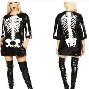 Tipsy Elves Skeleton Sequin Dress Size L NWT